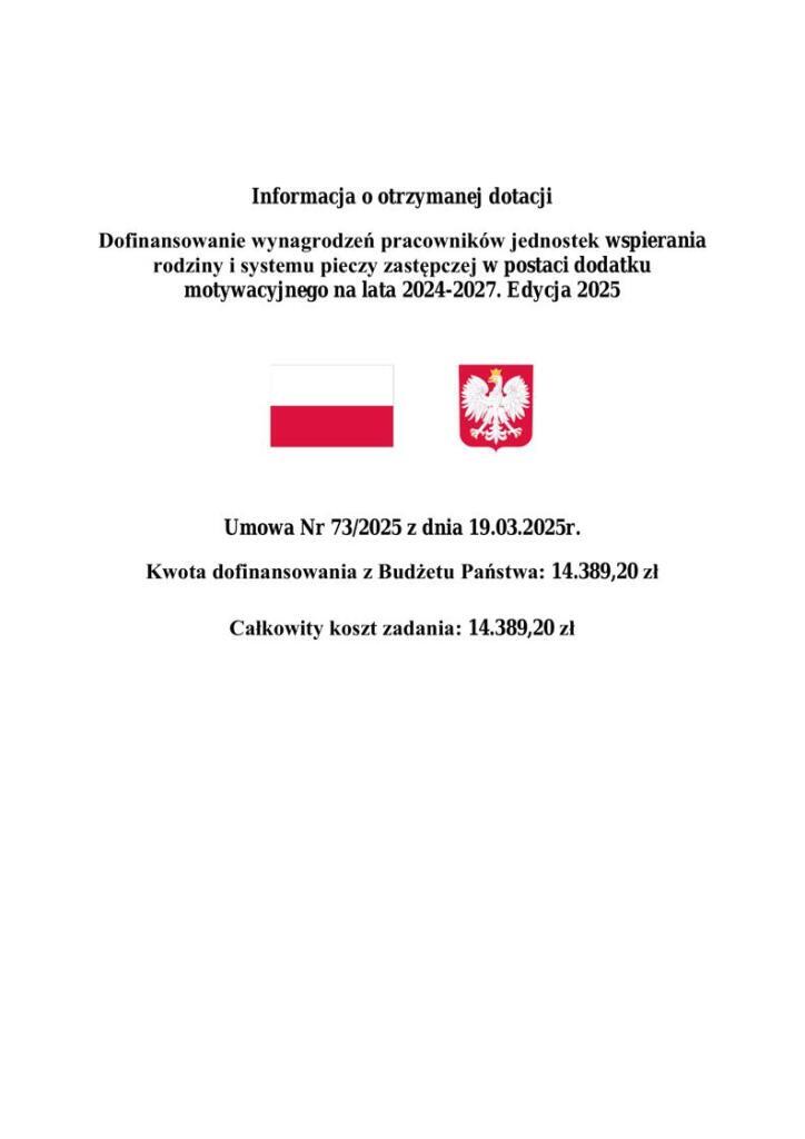 Informacja o otrzymanej dotacji dofinansowanie wynagrodzeń pracowników JWRiSPZ 2025.jpeg